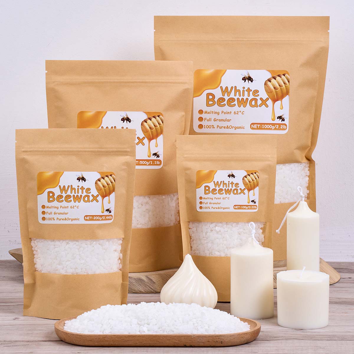 Candle Making Los Angeles - Cire d'abeille blanche 1000g, fabrication de
