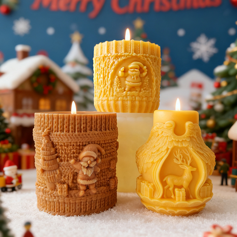 Xmas Candle Making - Moule à bougie cylindrique en Silicone,